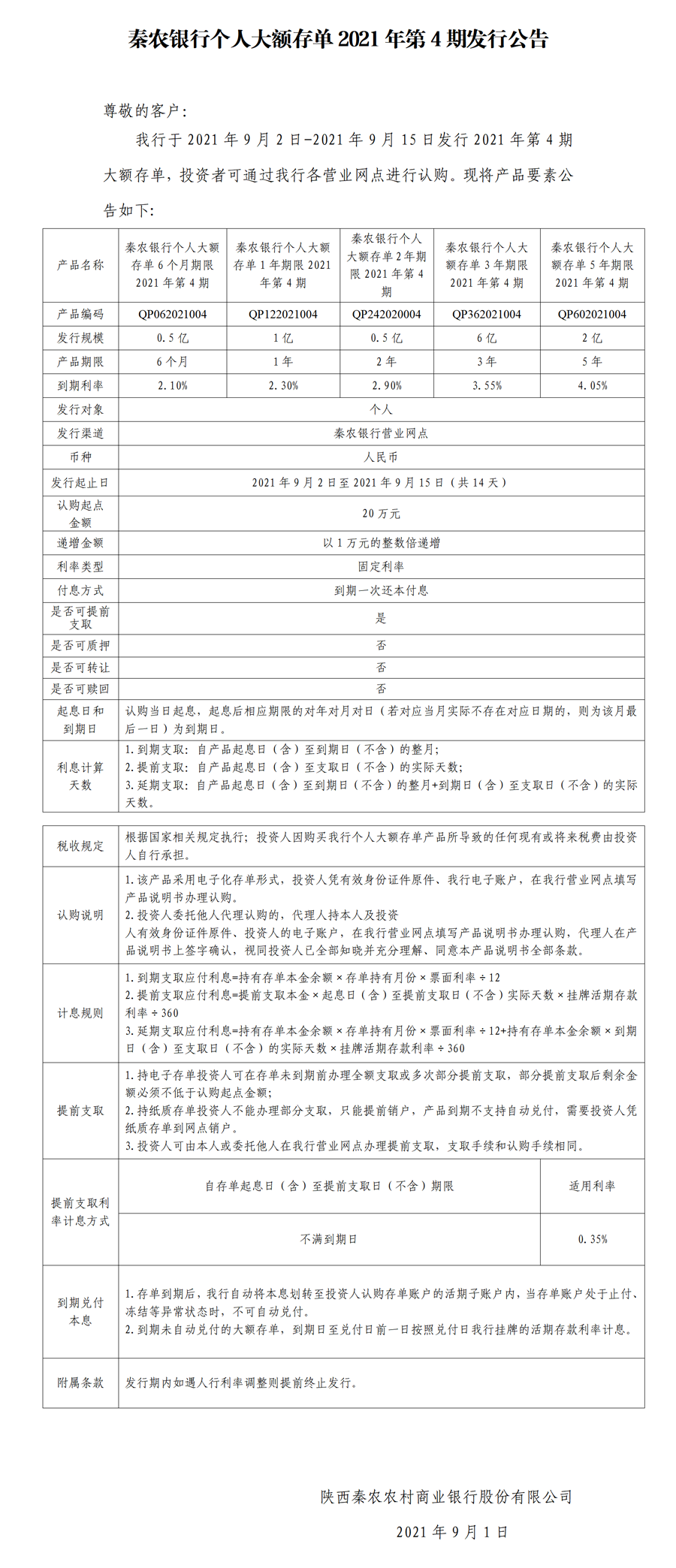 秦农银行个人大额存单2021年第4期发行公告_01.png